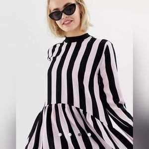 COLLUSION midi smock dress in stripe